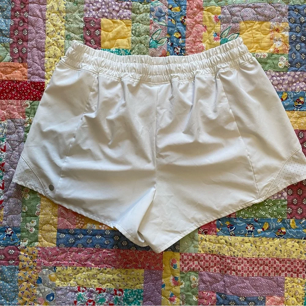Women’s White Lined Calia Running Shorts - Picture 4 of 6